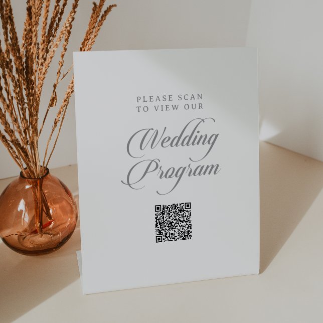 Signe De Table Programme de mariage QR Code Calligraphie Chic Cla (Créateur téléchargé)