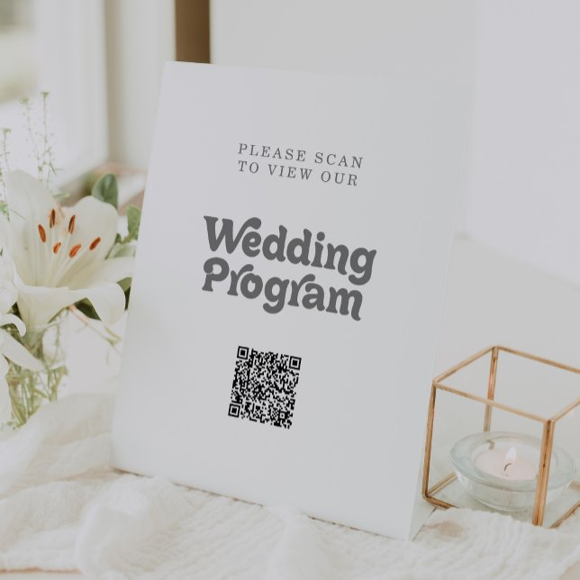 Signe De Table Programme de mariage simple et formel avec QR code (Créateur téléchargé)