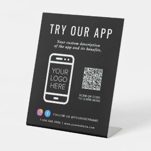 Signe De Table Promotionnels Essayer notre application Code QR Lo