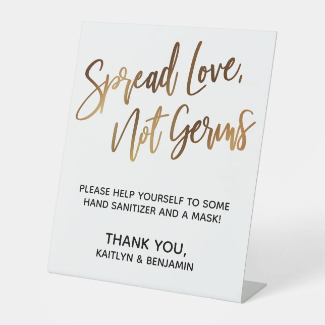 Signe De Table Propager l'amour, pas les germes Typographie dorée (Recto)