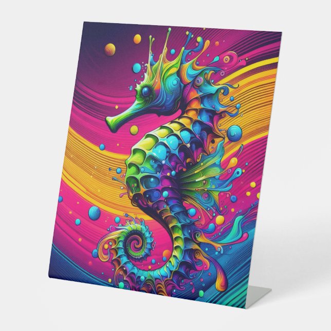 Signe De Table Psychedelic Seahorse Canvas – Vibrant Ocean Wall A (Recto)