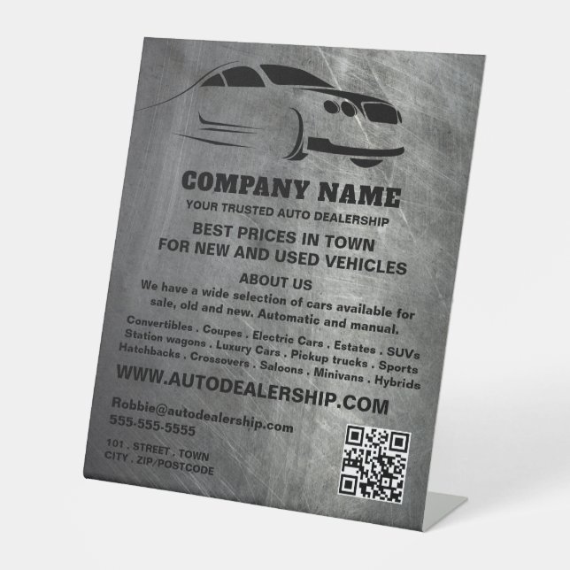 Signe De Table Publicité de concessionnaire automobile à effet de (Recto)