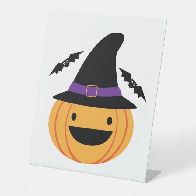 Signe De Table Pumpkin Halloween Jack O Lantern Bat (Recto)