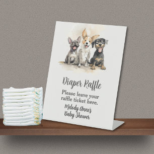 Signe De Table Puppy Chien Tails Bébé Garçon Douche Déchets Raffl