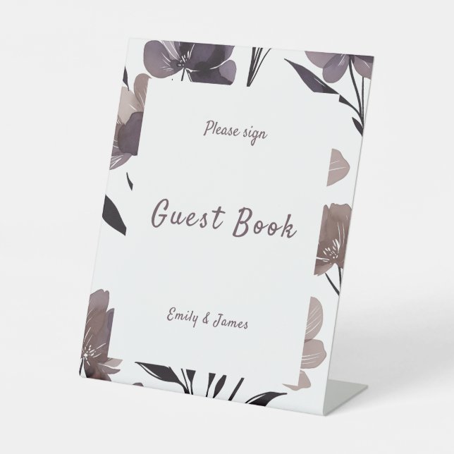 Signe De Table Purple Floral Botanical Wedding (Recto)
