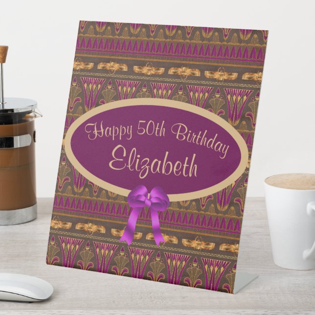 Signe De Table Purple Gold Art Déco Imprimer 50e anniversaire (In SItu)