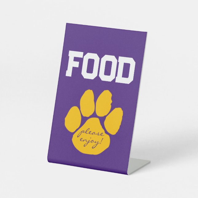 Signe De Table Purple & Gold Pawprint Food Table Graduation (Recto)