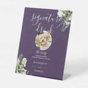 Signe De Table Purple Greenery Mariage Animaux de compagnie Signa