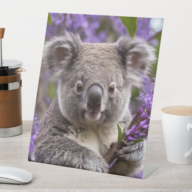 Signe De Table Purple Jacaranda Koala Ours, (In SItu)