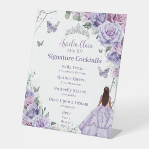 Signe De Table Purple Lilac Floral Quinceañera Signature Cocktail