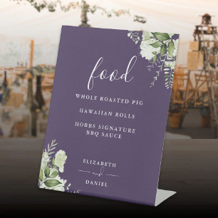 Signe De Table Purple Moderne Floral Green Menu Alimentation
