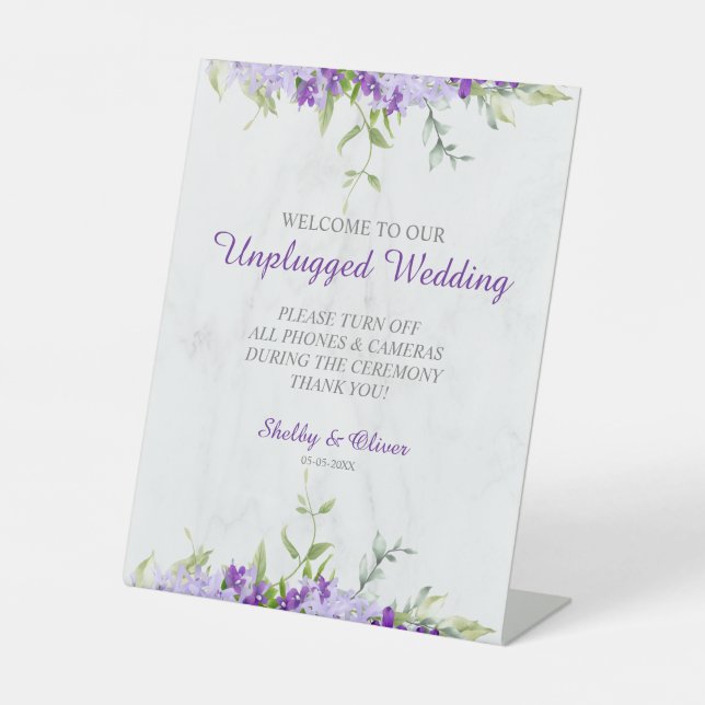 Signe De Table Purple Shades Flowers Branches Unplugged Wedding (Recto)