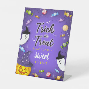 Signe De Table Purple Trick ou traiter Halloween S'il vous plaît 