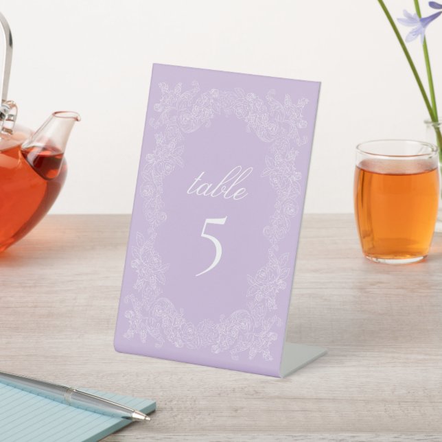 Signe De Table Purple Victorian Wedding Number (In SItu)