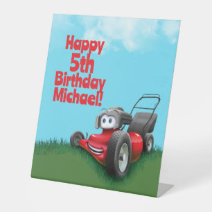 Signe De Table Push Lawn Mower fête d'anniversaire