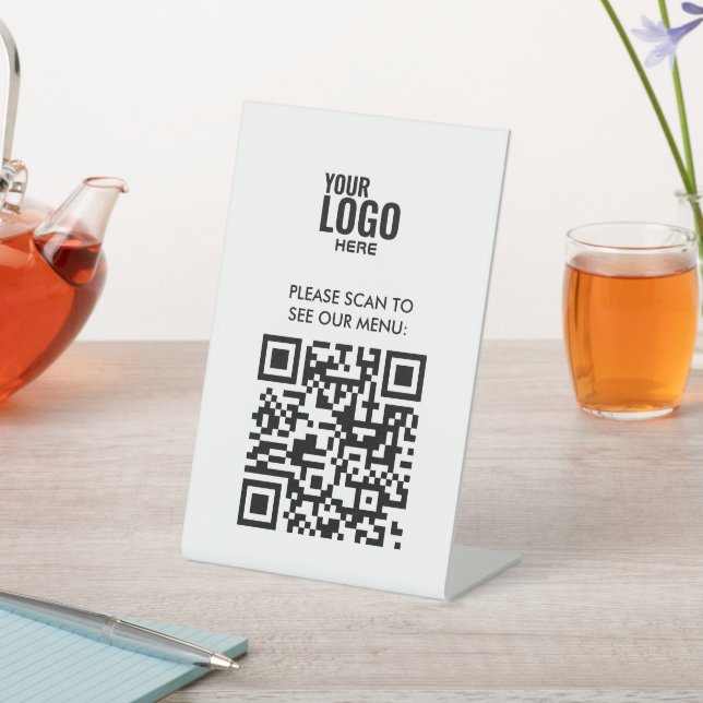 Signe De Table QR Code Black Menu Logo Contact Café moderne Pe (In SItu)