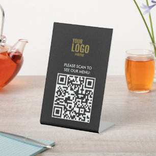 Signe De Table QR Code Black Menu Logo Contact Café moderne Pe