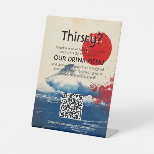 Signe De Table QR code boissons menu Harmonie japonaise avec Fuji