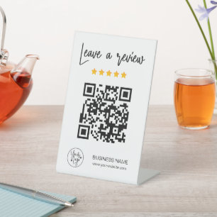 Signe De Table QR Code Business Review 5 Star Review Moderne