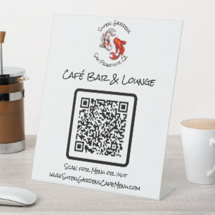 Signe De Table QR Code Cafe Menu Yin Yang Koi Fish Business Logo