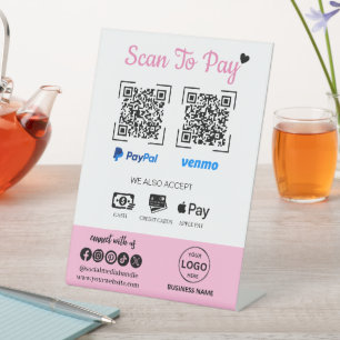 Signe De Table QR Code de l'analyse de paiement pour payer Venmo 