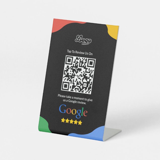 Signe De Table QR Code Link Black Google Review (Recto)