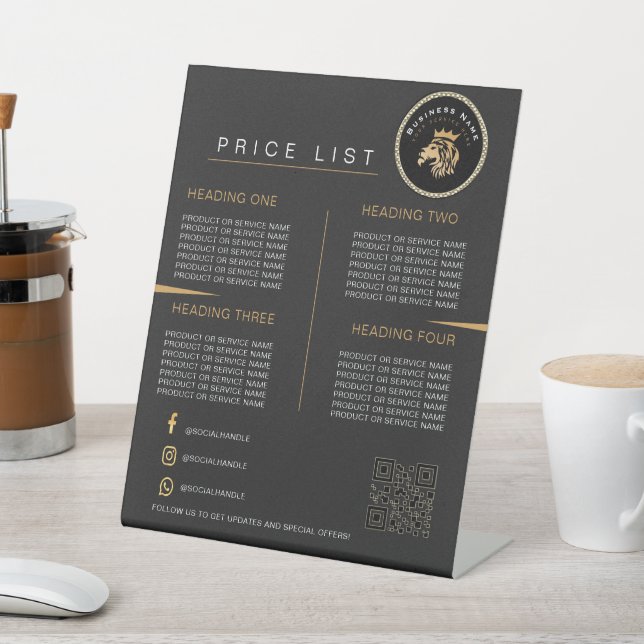 Signe De Table QR Code Lion Logo Business Scan for Menu (In SItu)