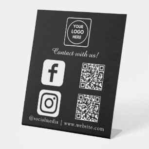 Signe De Table QR Code Médias Sociaux   Connecter Instagram Faceb