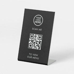 Signe De Table QR Code Menu Business Logo Contact Moderne