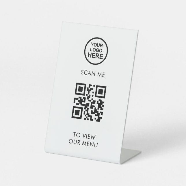 Signe De Table QR Code Menu Business Logo Contact Modules moderne (Recto)