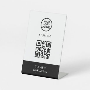 Signe De Table QR Code Menu Business Logo Contact Modules moderne