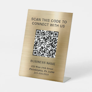 Signe De Table QR Code Modern Business Gold