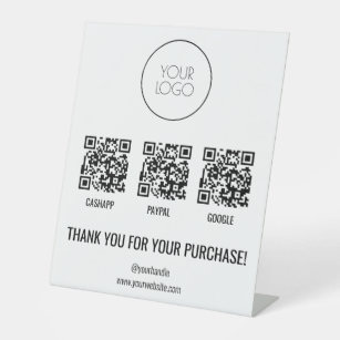 Signe De Table QR Code Paiement Cashapp Paypal Votre logo