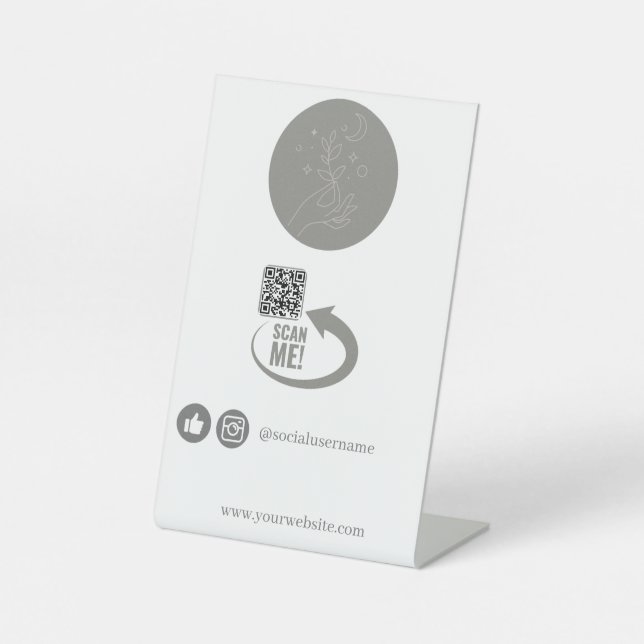 Signe De Table QR Code paiement gris mystique (Recto)