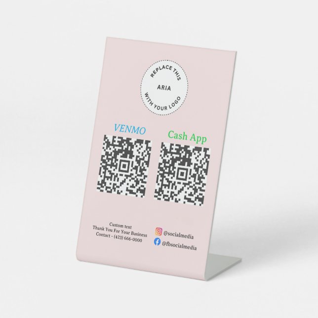 Signe De Table QR Code Payment - Scan to Pay Business Logo (Recto)