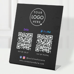 Signe De Table QR Code Payment Zelle Paypal Scan to Pay Black