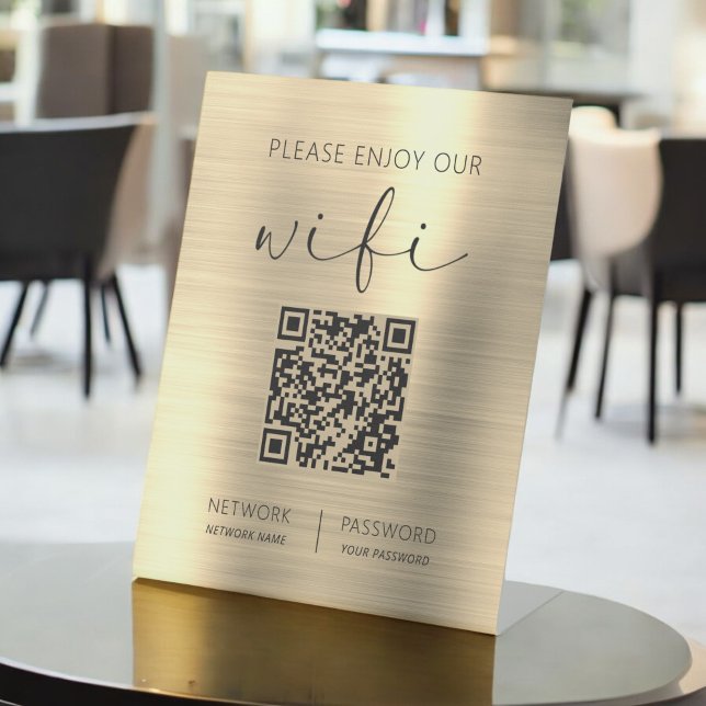 Signe De Table QR Code S'Il Vous Plaît Profitez De Notre Wifi Gol (Créateur téléchargé)