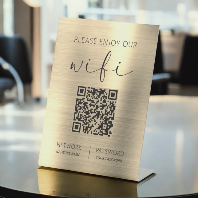 Signe De Table QR Code S'Il Vous Plaît Profitez De Notre Wifi Gol (Créateur téléchargé)
