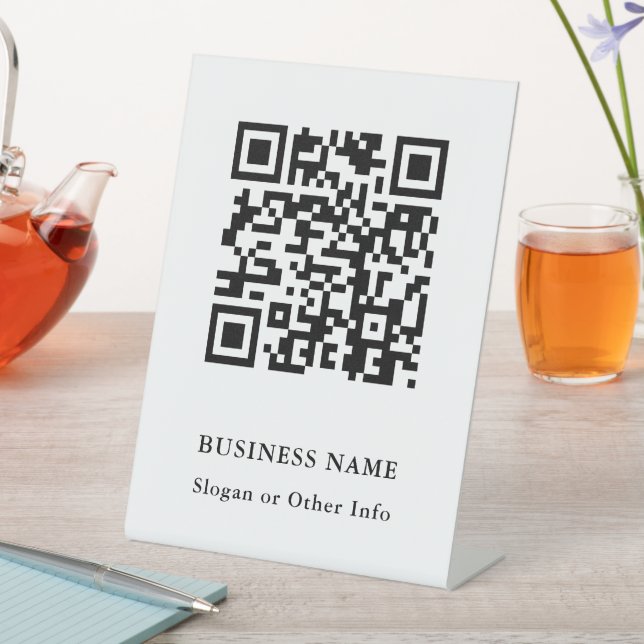 Signe De Table QR Code Website Link Black & White Modern Business (In SItu)