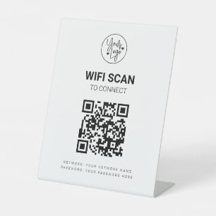 Signe De Table QR Code Wifi Business Scan to Connect White Modern