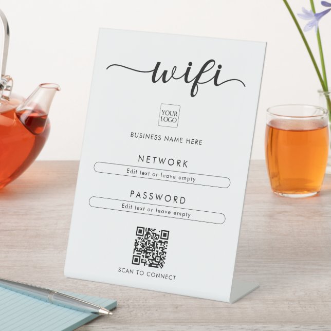 Signe De Table QR Code Wifi Réseau Mot de passe Logo Business Caf (In SItu)