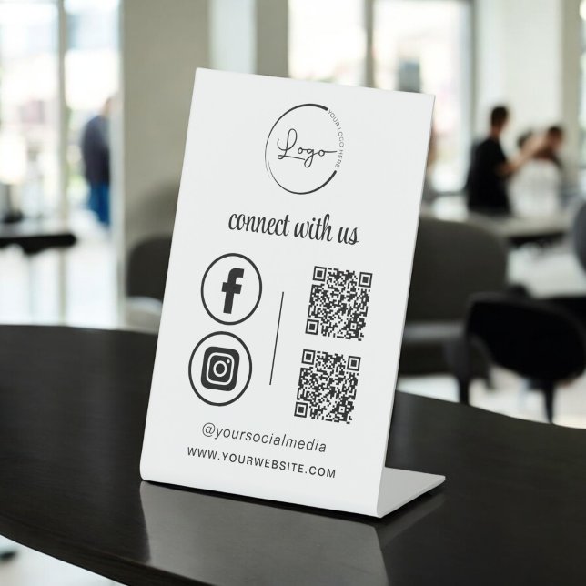 Signe De Table QR Connect With Us Business Logo Médias sociaux (Créateur téléchargé)