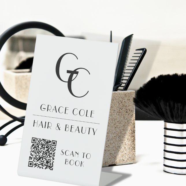 Signe De Table QR Elegant initial Mono Art Déco Beauté Business (Créateur téléchargé)