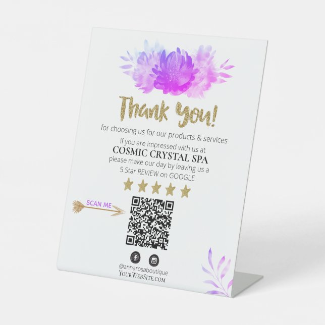 Signe De Table ~* QR FLORAL VIOLET Review Logo MERCI AP8 (Recto)