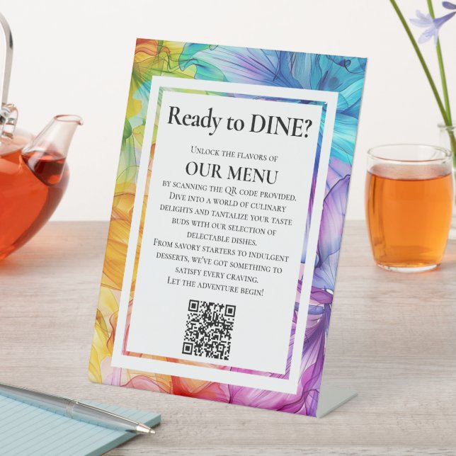 Signe De Table QR Menu Mariage Fleur éthérée (In SItu)