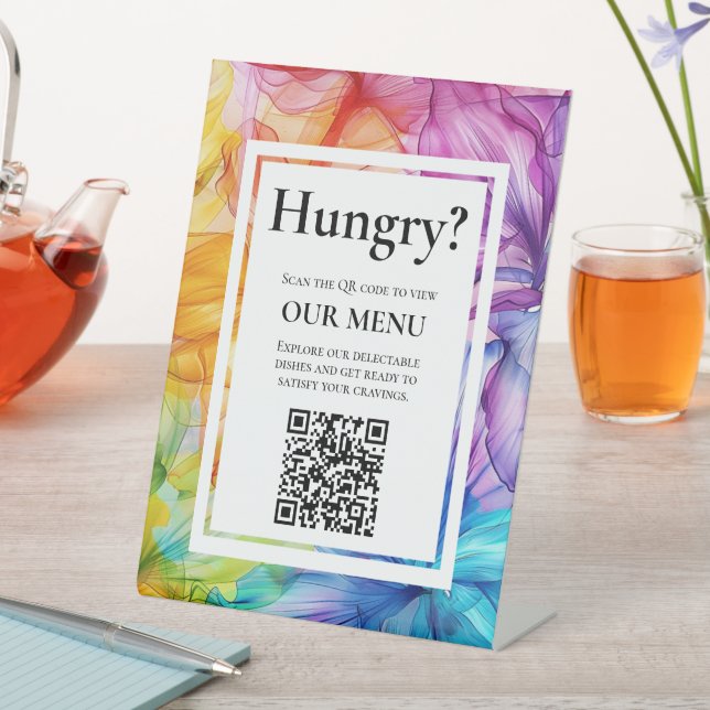 Signe De Table QR Menu Mariage Fleur éthérée (In SItu)