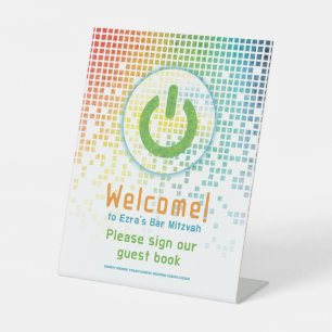 Signe De Table Rainbow Pixels jeu vidéo Gamer Bar Mitzvah