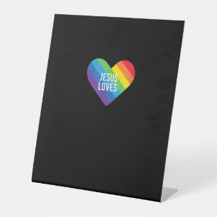 Signe De Table Rainbow Pride Gay Christian LGBTQ+ Jésus aime T-S