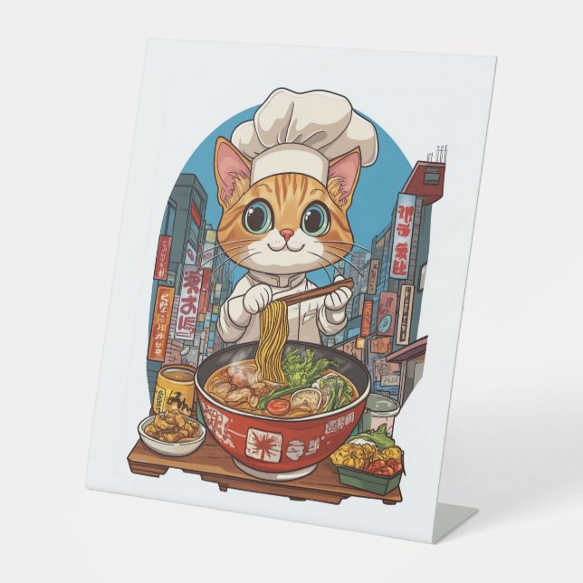 Signe De Table Ramen Neko � Cuisine d'animé de chat drôle (Recto)