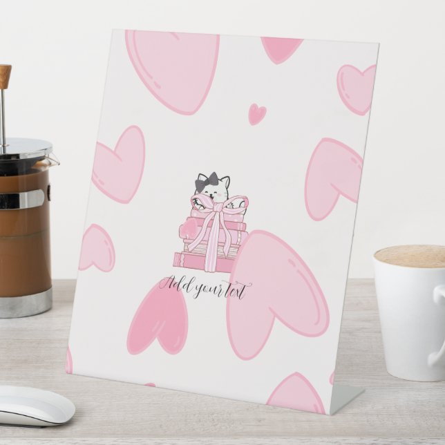 Signe De Table Read • Love • Display – Cat & Book Pedestal Sign (In SItu)